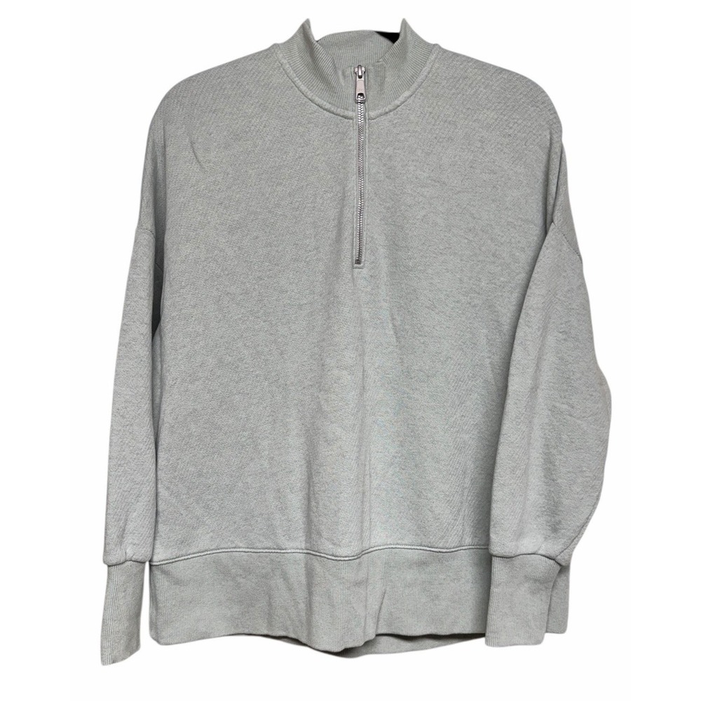 Madewell MWL Airyterry Quarter Zip Sweatshirt Mint Green Women's Size Small